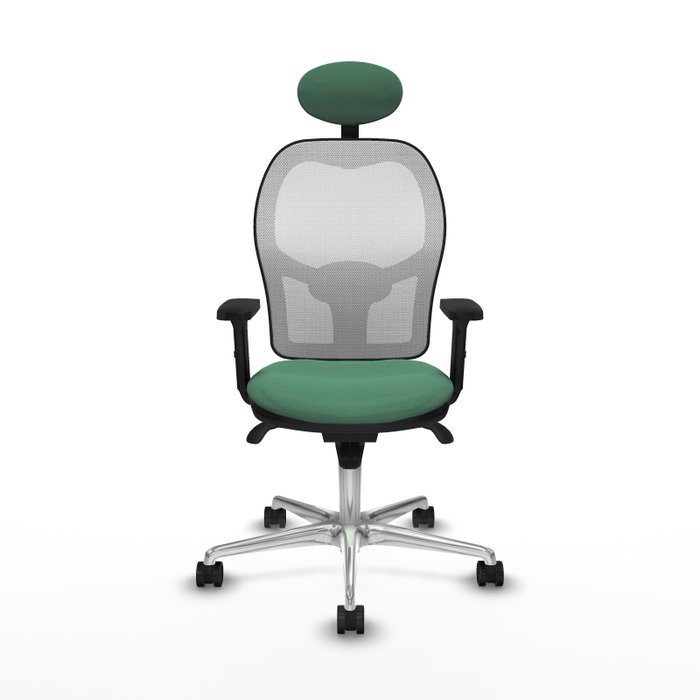 PIQUERAS Y CRESPO Silla de oficina Jorquera con mecanismo sincro, tela verde esmeralda y malla blanca