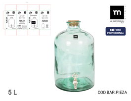 La Mediterranea Botella de Vidrio Primavera 5L con Grifo y Tapón