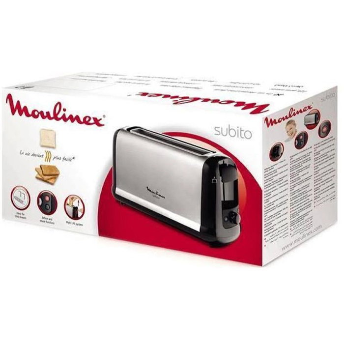 Moulinex Tostador de Ranura Larga de 1000 W Acero Inoxidable, Tostador Ranura Larga 1000W INOX
