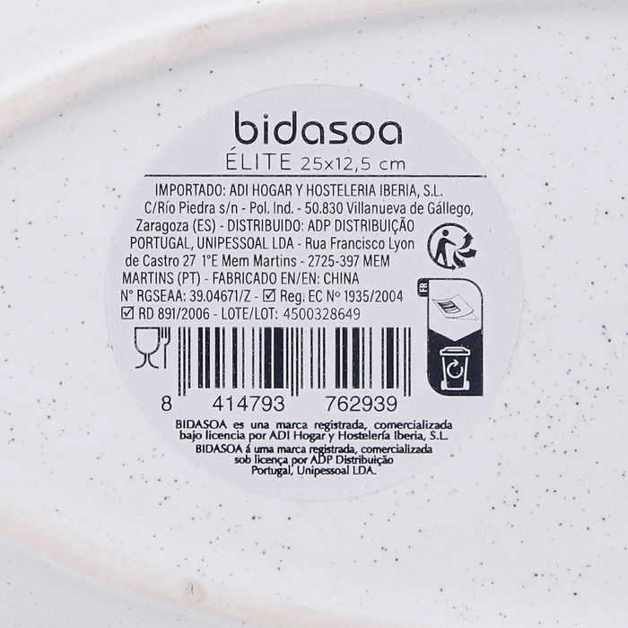 Bandeja Porcelana Elite Bidasoa 25x12,5 cm (6 Unidades)