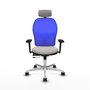 PIQUERAS Y CRESPO Silla de oficina Jorquera con mecanismo Sincro/Traslack, Azul y Blanco