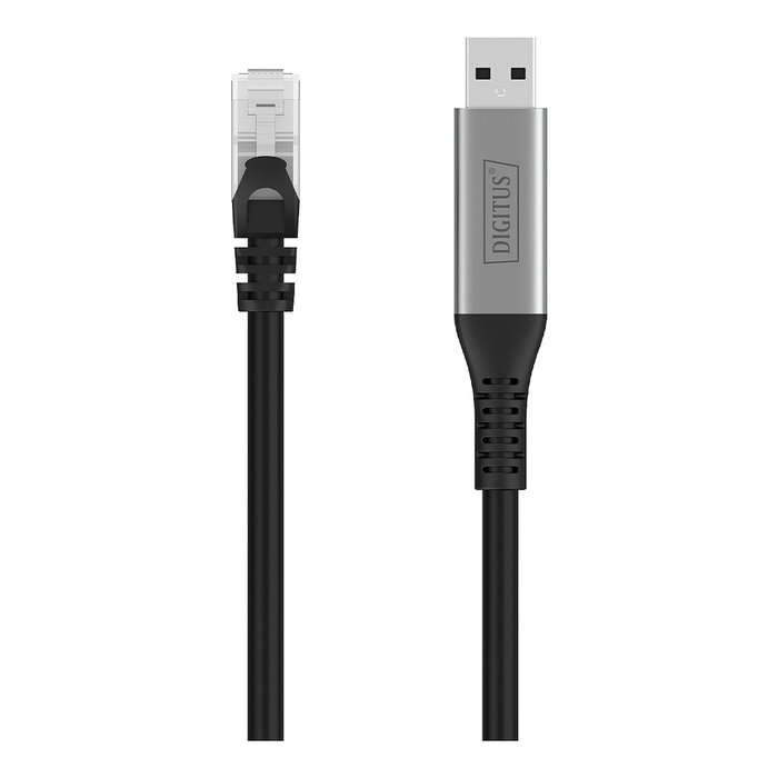 Digitus Cable Ethernet USB 3.2 A RJ45 Cat6a S/FTP 10 m, 1 Gbit/s, Plug and Play, Negro