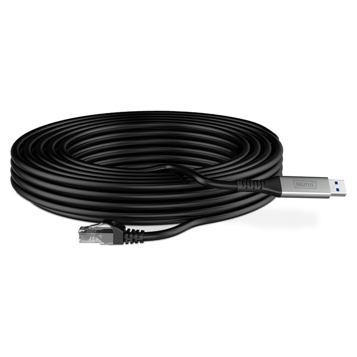 Digitus Cable Ethernet USB 3.2 A RJ45 Cat6a S/FTP 10 m, 1 Gbit/s, Plug and Play, Negro