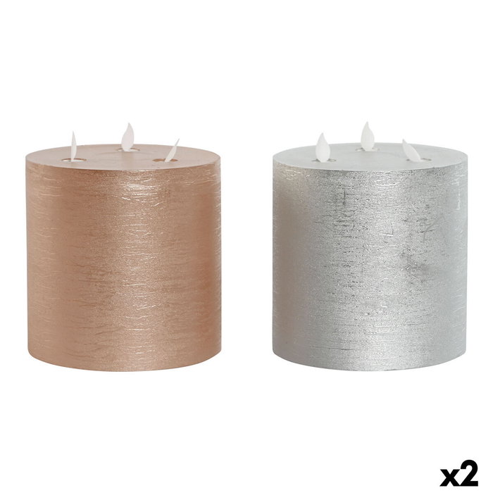 DKD Home Decor Vela LED de Cera de Parafina con 3 Llamas, Pack de 2, Surtido de Colores