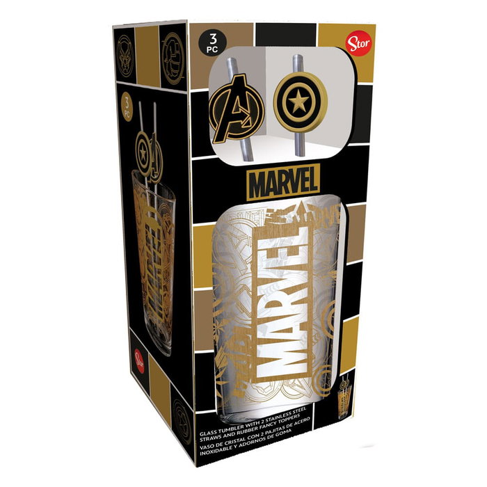 Marvel Vaso Tumbler con pajitas Logo & Avengers 485 ml Marvel Vaso Tumbler con pajitas Logo & Avengers 485 ml
