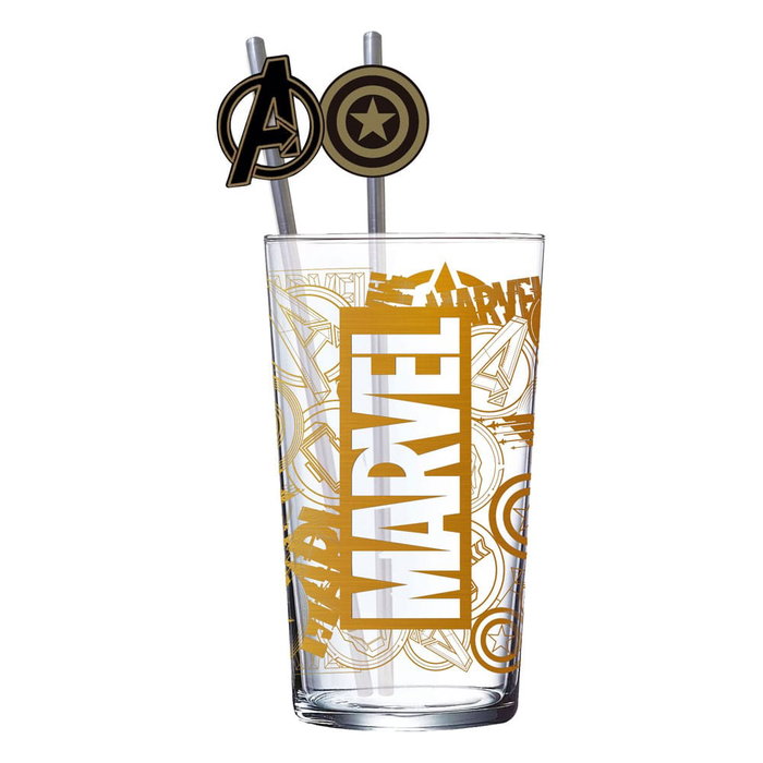 Marvel Vaso Tumbler con pajitas Logo & Avengers 485 ml Marvel Vaso Tumbler con pajitas Logo & Avengers 485 ml
