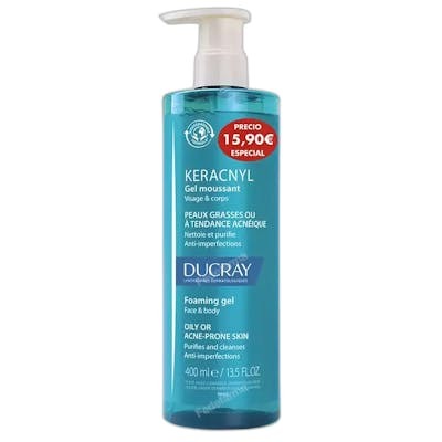 Ducray Keracnyl Gel Limpiador 400 Ml - Gel de limpieza facial para piel acneica Ducray Keracnyl Gel Limpiador 400 Ml - Gel de limpieza facial para piel acneica