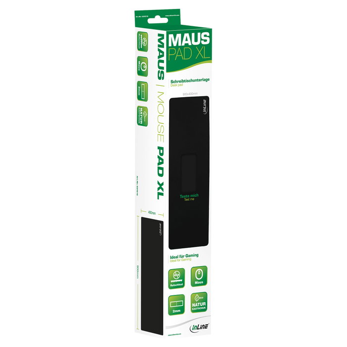 InLine Alfombrilla de ratón XL 55451S Negro