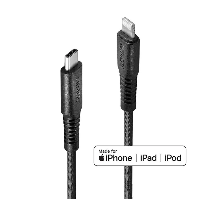 Lindy Cable de Carga y Sincronización USB Tipo C a Lightning Reforzado 0,5 m Negro Lindy Cable de Carga y Sincronización USB Tipo C a Lightning Reforzado 0,5 m Negro
