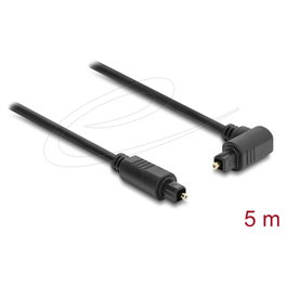 DeLOCK Cable de audio TOSLINK con conector 90° y conector recto, 5 m, negro