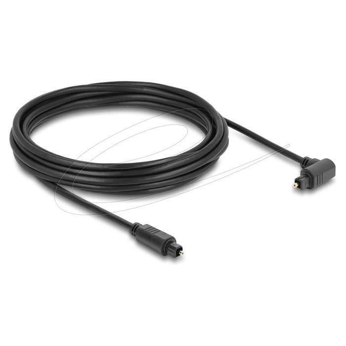 DeLOCK Cable de audio TOSLINK con conector 90° y conector recto, 5 m, negro