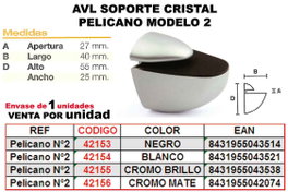 Pelicano Soporte Cristal Cromo Mate Modelo 2