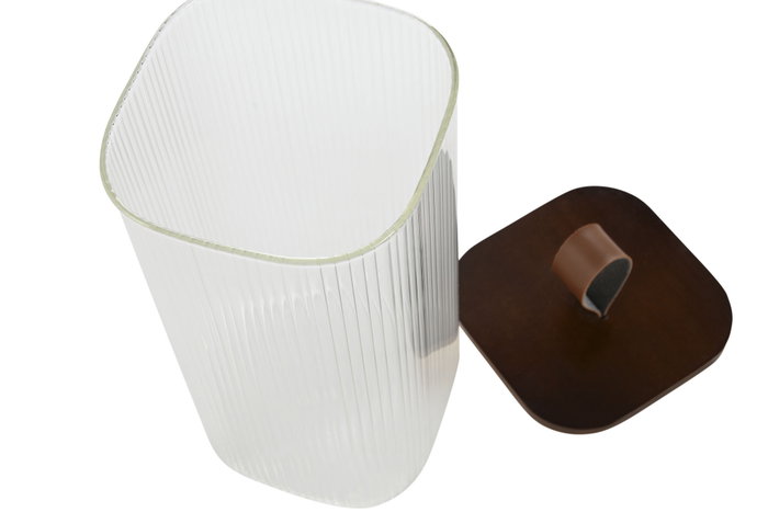 DKD Home Decor Bote de Cristal y Acacia 1,4L Transparente