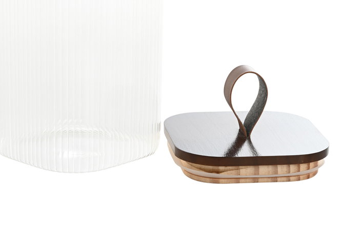 DKD Home Decor Bote de Cristal y Acacia 1,4L Transparente