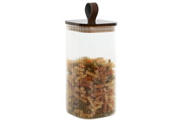 DKD Home Decor Bote de Cristal y Acacia 1,4L Transparente