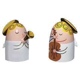 Alessi Set de Dos Estatuitas de Ángeles Músicos en Porcelana