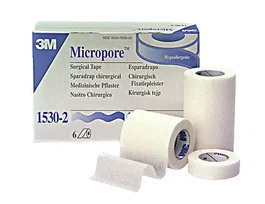 3M Esparadrapo Micropore de Papel Hipoalergénico 2.5 cm x 9.14 m, Caja con 12 Unidades