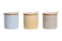 DKD Home Decor Azucarero Dolomita y Bambú Bandana Pastel Surtido de 3 Colores (Pack de 6) extra_attributes.surtido: 3