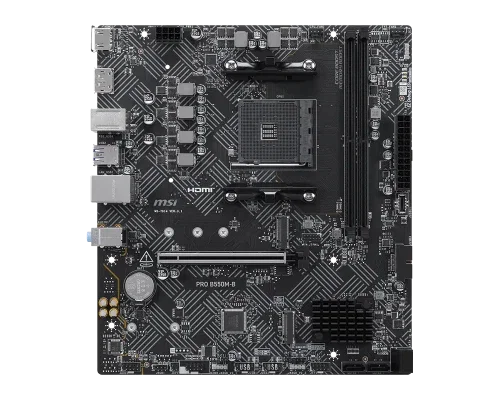MSI PRO B550M-B Placa Base AMD AM4 B550 2xDDR4 64GB HDMI+DP GBLAN 4SATA3 2M.2 7USB3.2 MATX