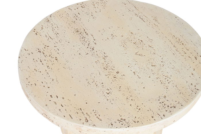 DKD Home Decor Mesita Auxiliar Beige Magnesia Simil Marmol 61 x 42.3 x 61 cm