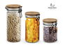 Inde - Tarro de Vidrio con Tapón de Acacia, 1300 ml (Capacidad) 25 cm de alto x 10 cm de ancho x 10 cm de largo, Santa Clara (12 Unidades)