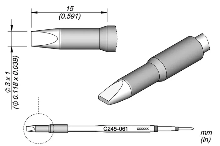 JBC TOOLS Punta de soldadura tipo destornillador 3x1mm JBC TOOLS Punta de soldadura tipo destornillador 3x1mm