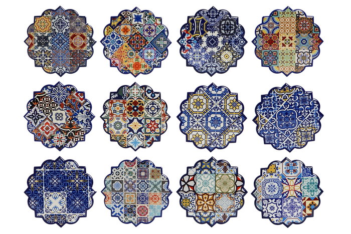 DKD Home Decor Posavasos de Dolomite Azulejos Multicolor Surtido de 12 Unidades DKD Home Decor Posavasos de Dolomite Azulejos Multicolor Surtido de 12 Unidades