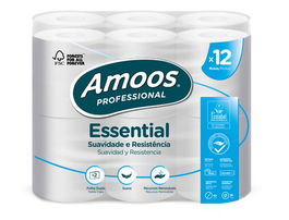 Papel Higienico Amoos Professional Essential 2 Capas 134 Servicios 16 Metros Blanco (Set de 12)