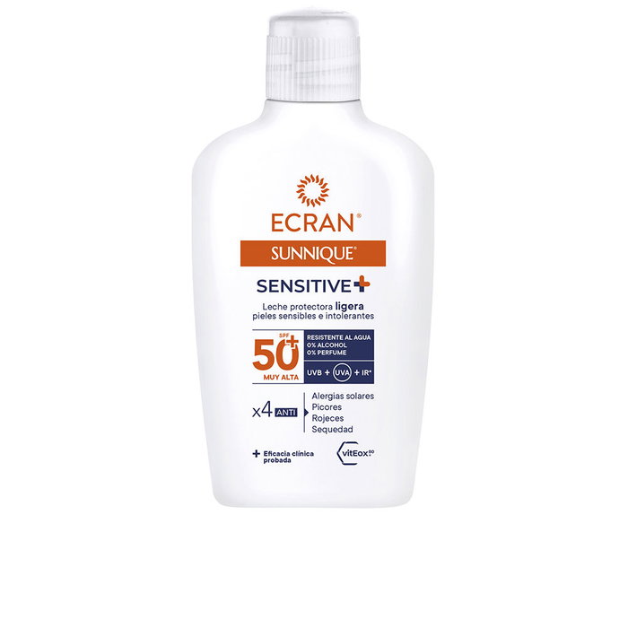 Ecran SUNNIQUE SENSITIVE Leche Protectora SPF50+ para Pieles Sensibles y Atópicas, Textura Ligera, 200 ml Ecran SUNNIQUE SENSITIVE Leche Protectora SPF50+ para Pieles Sensibles y Atópicas, Textura Ligera, 200 ml