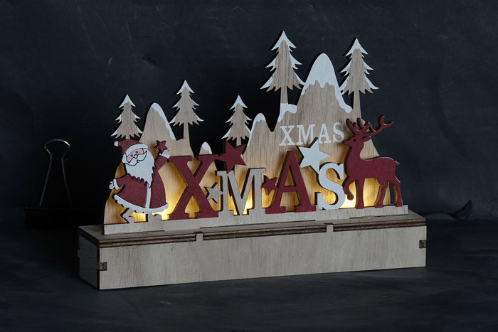 DKD Home Decor Decoración Luminosa LED MDF 22,5x5x17 Surtido de 2