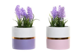 DKD Home Decor Planta de Cerámica Lavanda Surtido 2 Colores