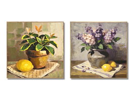 DKD Home Decor Cuadro Lienzo Planta Limones Surtido de 2 Unidades