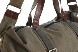 DKD Home Decor Bolsa Noah Loft Beige Gris Canvas Cuero 53 x 23 x 22 cm