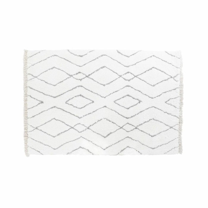 DKD Home Decor Alfombra de Poliéster con Diseño de Rombos, 120x180x3 cm, Blanco y Gris DKD Home Decor Alfombra de Poliéster con Diseño de Rombos, 120x180x3 cm, Blanco y Gris