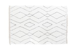DKD Home Decor Alfombra de Poliéster con Diseño de Rombos, 120x180x3 cm, Blanco y Gris