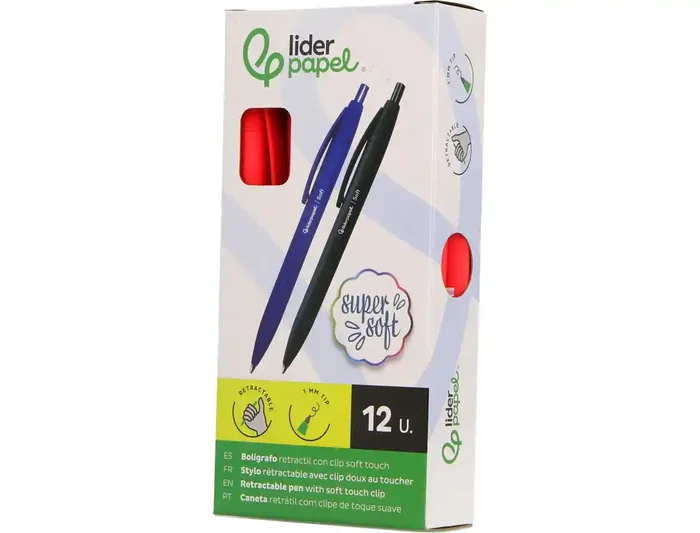 Liderpapel Bolígrafo Retráctil InkPro 07 Punta 1 mm Tinta Roja, Cuerpo Rojo con Clip y Acabado Softtouch para Escritura Fluida Liderpapel Bolígrafo Retráctil InkPro 07 Punta 1 mm Tinta Roja, Cuerpo Rojo con Clip y Acabado Softtouch para Escritura Fluida