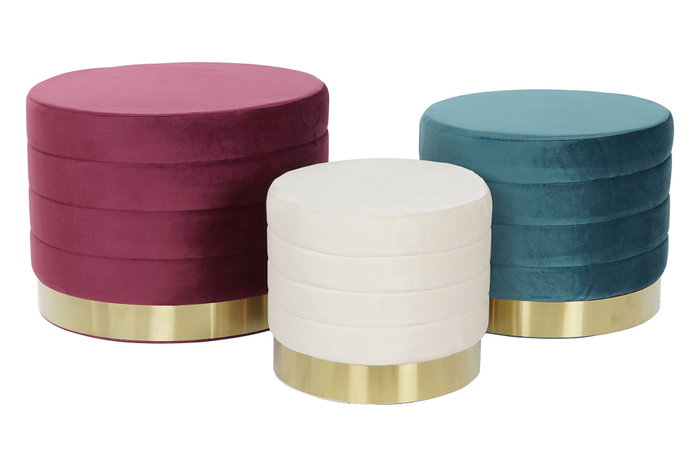 DKD Home Decor Set de 3 Reposapiés Multicolor en Terciopelo DKD Home Decor Set de 3 Reposapiés Multicolor en Terciopelo