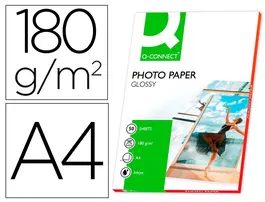 Q-connect Papel Fotográfico Glossy DIN A4 180gr Alta Calidad para Ink-jet Bolsa 50 Hojas