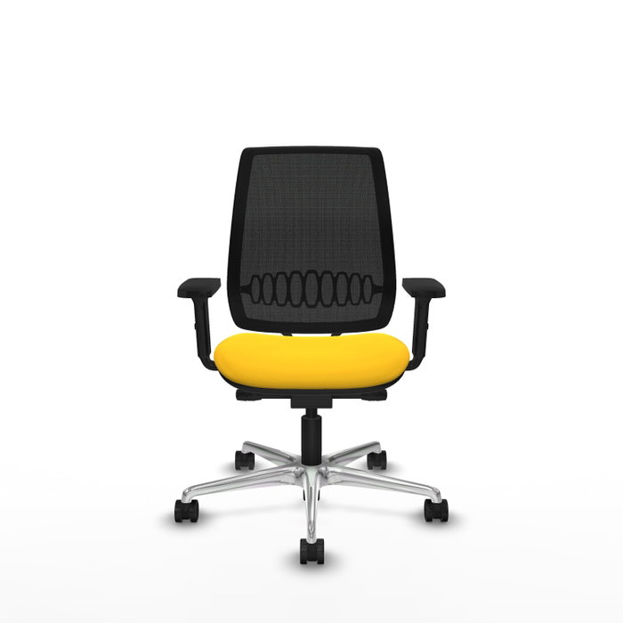 PIQUERAS Y CRESPO Silla de oficina Alares con mecanismo traslack, malla negra y similpiel amarillo PIQUERAS Y CRESPO Silla de oficina Alares con mecanismo traslack, malla negra y similpiel amarillo