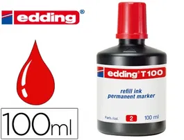 Edding t-100 Tinta Recambio Permanente Rojo Bote 100 ml