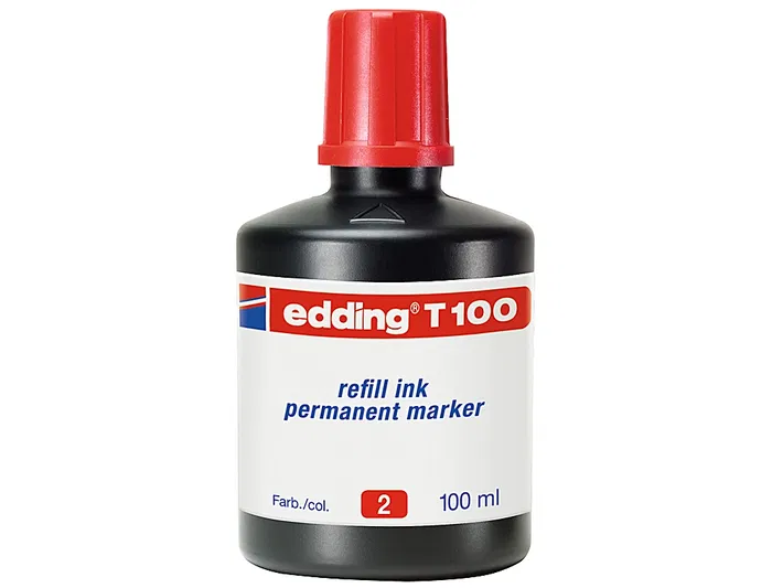 Edding t-100 Tinta Recambio Permanente Rojo Bote 100 ml