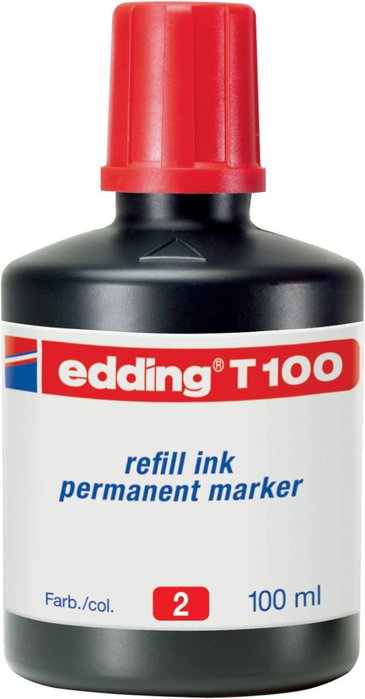 Edding T-100 Tinta de Recambio para Rotulador Permanente, Rojo, 100 ml