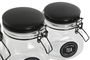 DKD Home Decor Bote Hermético Cristal y Metal Negro Set de 4 Unidades 11.4x11.4x26.7 cm con Cierre Hermético