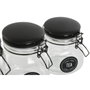 DKD Home Decor Set de 4 Botes Herméticos de Cristal 2L Negro