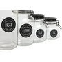 DKD Home Decor Set de 4 Botes Herméticos de Cristal 2L Negro
