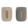 DKD Home Decor Portacepillos de Dolomita Surtido de 2 Unidades en Crema y Gris