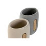 DKD Home Decor Portacepillos de Dolomita Surtido de 2 Unidades en Crema y Gris