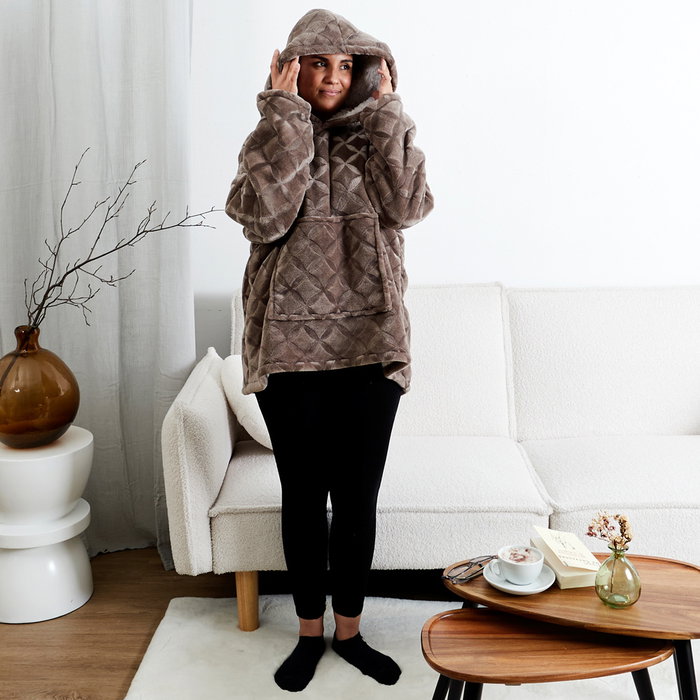 Home Deco Factory Sudadera Relieve Marrón Sweat Plaid Poliéster Home Deco Factory Sudadera Relieve Marrón Sweat Plaid Poliéster