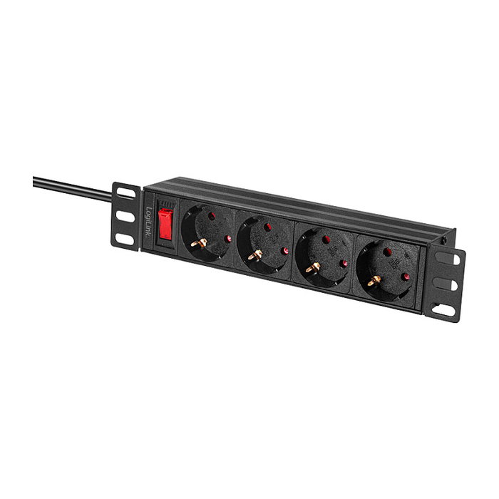 LogiLink Regleta de 4 tomas con interruptor, 10 pulgadas, 2m