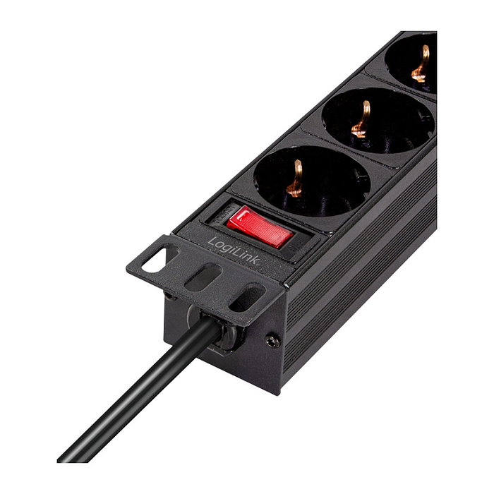 LogiLink Regleta de 4 tomas con interruptor, 10 pulgadas, 2m